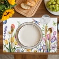 thumbnail image 4 of Wildflowers Placemats Set of 4, Spring Country Tulip Butterfly Floral Leaf Placemats for Dining Table, Place Mats for Kitchen Tabletop, Waterproof Wipeable Dining Table Mats Set, 4 of 9