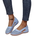 thumbnail image 2 of Wedge Sandals for Women Closed Toe Solid Color Hollow Out Sandals Soft On Arch Support Summer Flat Shoes, 37, 2 of 9