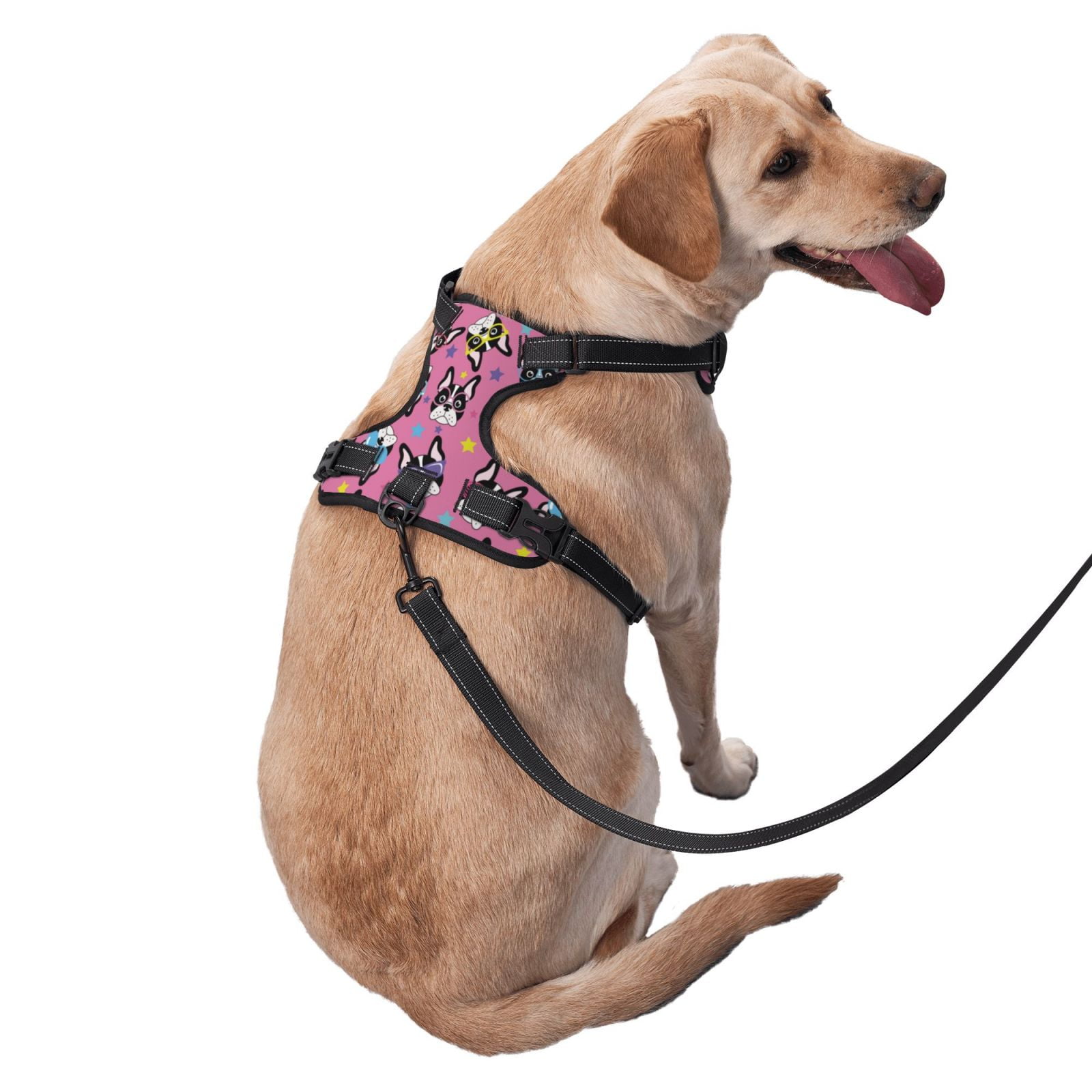Kdxio Colorful Cute French Bulldog Print No Pull Dog Harness Adjustable Reflective Oxford Easy Control Medium Large Dog Harness for Training and Everyday-Medium