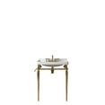 thumbnail image 4 of 28" Bathroom Console Sink, Wall-Mounted White Ceramic Vanity Basin with 3 Pre-drilled Faucet Holes, Freestanding Stainless Steel Support Legs with Towel Bar, No Faucet, Gold Color, 4 of 8