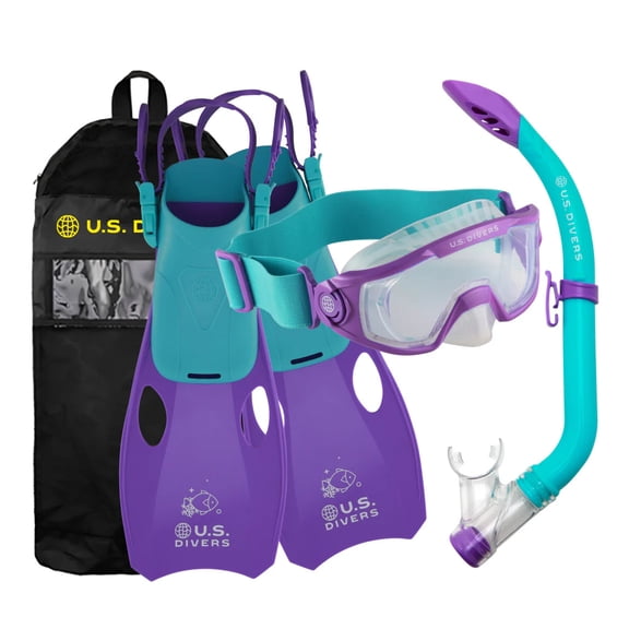 U.S. Divers AVILA Kid 2.0 Snorkel Set, Purple/Teal, S/M