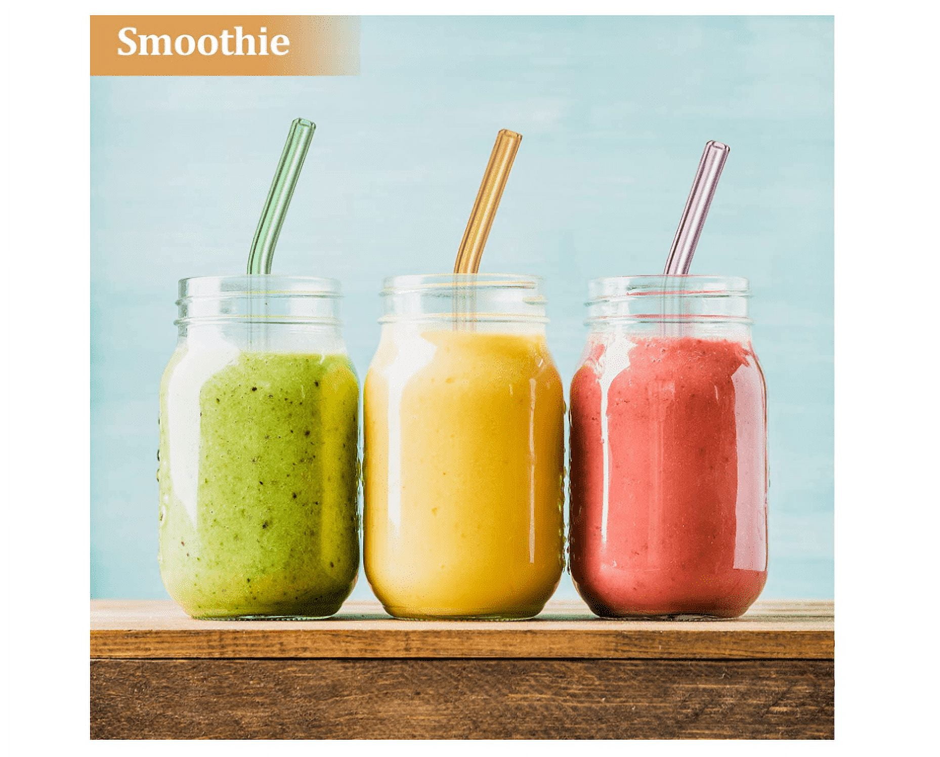 Clear Glass Straws Shatter Resistant, Long Glass Straws Thick Reusable  Straws For Smoothies And Normal Liquid Drinks,Yellow,F25066 