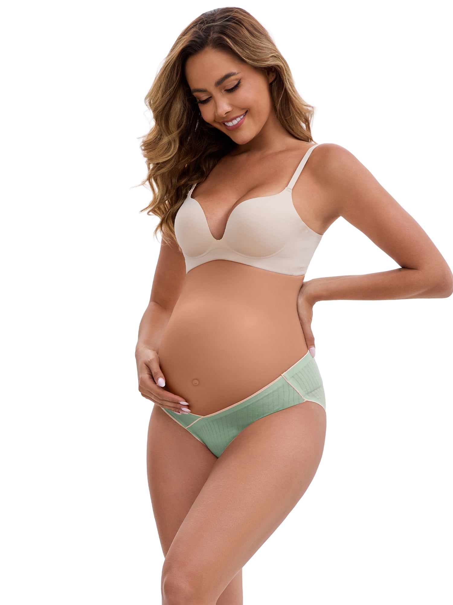 DARING DIVA Hi-Cut Maternity Underwear Under the Bump Briefs XXL 1 Gray 1 Green 1 Apricot