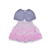 Wonder Nation Girls Metallic Rosette Special Occasion Dress w/ Shrug, Sizes 4-16 & Plus