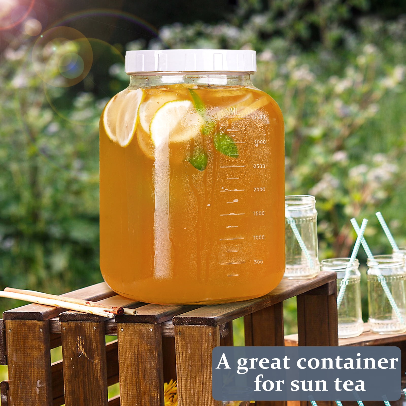 1790 Large Glass Jars With Lids - 1 Gallon Wide Mouth Mason Jars 2-Pack For Food Storage & Fermenting