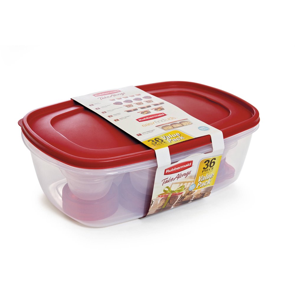 Rubbermaid TakeAlongs 36Piece Food Storage Set, Chili Tint Walmart