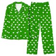 thumbnail image 5 of Women's Pajamas Sets 2 Piece Button Up Shirts and PJ Bottoms Hearts Print Long Sleeve Valentines Nightgown Suits (L, Green 03), 5 of 7