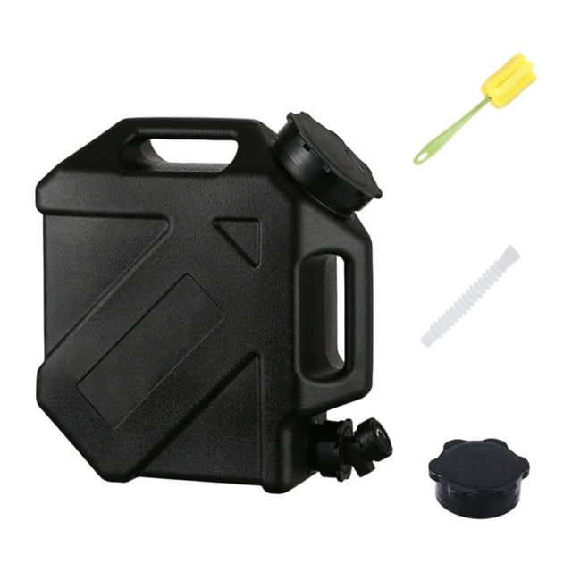 Portador de agua de recipiente de agua con grifo sin fuga de doble mango de manejo de doble mango jarra de almacenamiento de agua para pescar barbacoa Negro