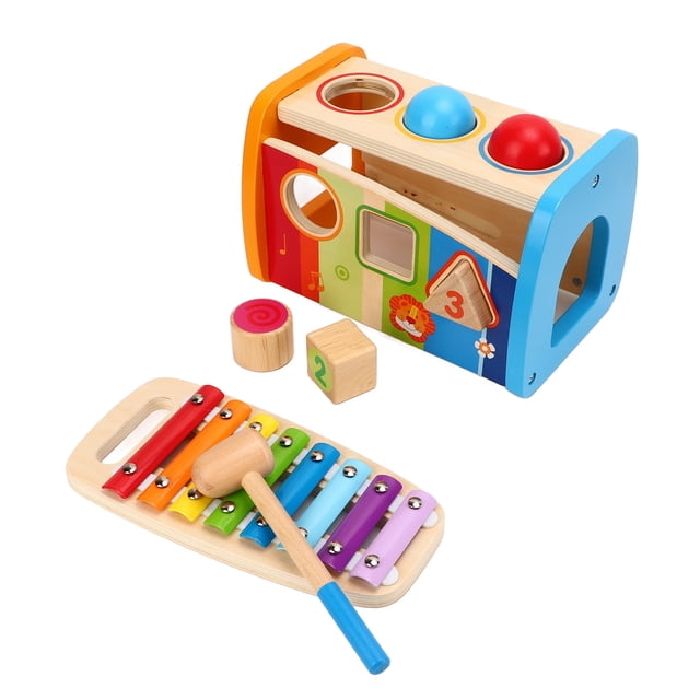 Martilleo Golpeando Juguetes, Clasificador De Formas Xilófono Educativo 2 En 1 Pintura A Base De Agua Para Jardín De Infantes Cergrey Wooden Educational Toys