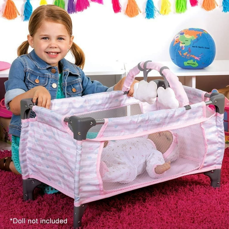 Adora Pack N Play Deluxe Baby Doll Crib Easy to Convert Changing Table Set Removable Diaper Pad Holds Most Dolls up to 20 Perfect Gift for Ages