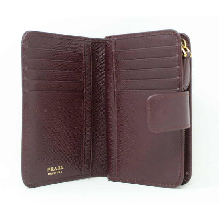 Prada Saffiano Metal Leather Money Clip Bifold Wallet Prada