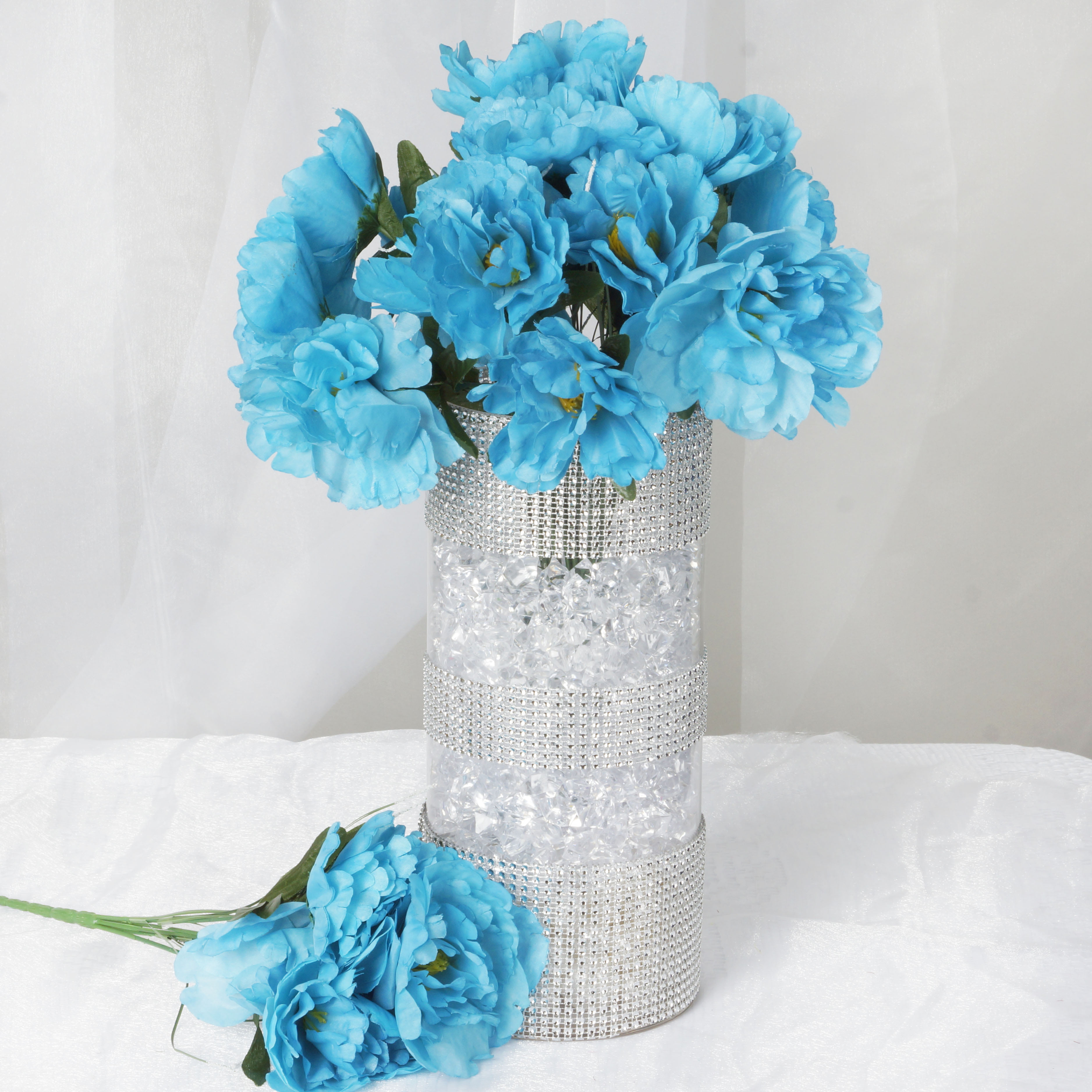 88 Turquoise SILK DAISY Flowers Wholesale Wedding Party Bouquets Centerpieces 