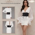 thumbnail image 5 of JASGOOD Women Elastic Wide Belt Lace-up Tied Waspie Black Corset Belts for Dress, 5 of 10
