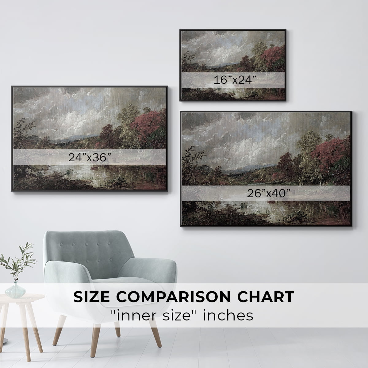 Vintage Landscape-XXIII By Wexford Home Framed in Black Wood Gallery Wrapped Canvas 17 in. x 25 in.