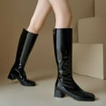 thumbnail image 5 of Mostsola Knee High Boots Women Square Toe Tall Boots Zip up Block Heeled Gogo Boots, 5 of 7