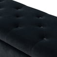 thumbnail image 4 of Tina's Home Velvet Storage Ottoman Bench 45.5" Gold Leg Upholstered Nailhead Trim Button Tufted Bed Foot Stool Home Entryway Black, 4 of 12