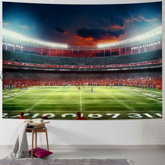 Shiartex  Football Field Tapestry American Football Stadium Tapestry Large Light Night Soccer Turf Sports Gym Wall Hanging Morden Sport Home Decor College Fan Boys Kids Bedroom Dorm 40x30inch