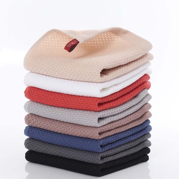Waffle Weave Kitchen Dish Cloths, Ultra Soft Absorbent Quick Drying Dish Towels, 13x13 Inches, 6-Pack, Beige