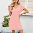 thumbnail image 4 of Mgmyaa Women's Casual T-Shirt Dresses V-neck Short Sleeved Mini Dress, 4 of 7