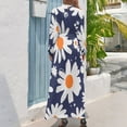 thumbnail image 3 of Daisies White Blue Dress High Waist Abstract Flowers Design Print Bohemia Dresses Long Sleeve Long Maxi Dress Trendy Vestidos, 3 of 5