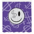 thumbnail image 3 of Ambesonne Emoji Shower Curtain, Money Themed Face Dollar Sign, 69"Wx84"L, Blue Violet Black and White, 3 of 3