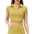 thumbnail image 1 of Camiseta corta deportiva para mujer, camisetas ajustadas de manga corta para entrenamiento Abanopi Amarillo/XL, 1 of 7