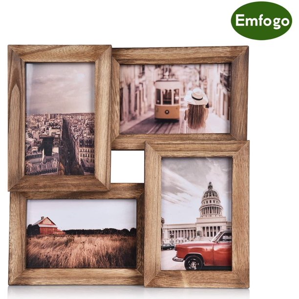 Decorx 4x6 Picture Frames Wood Collage Picture Frames With High Definition Glass Multi Rustic Photo Frames For Wall And Desk Display Carbonized Black Walmart Com