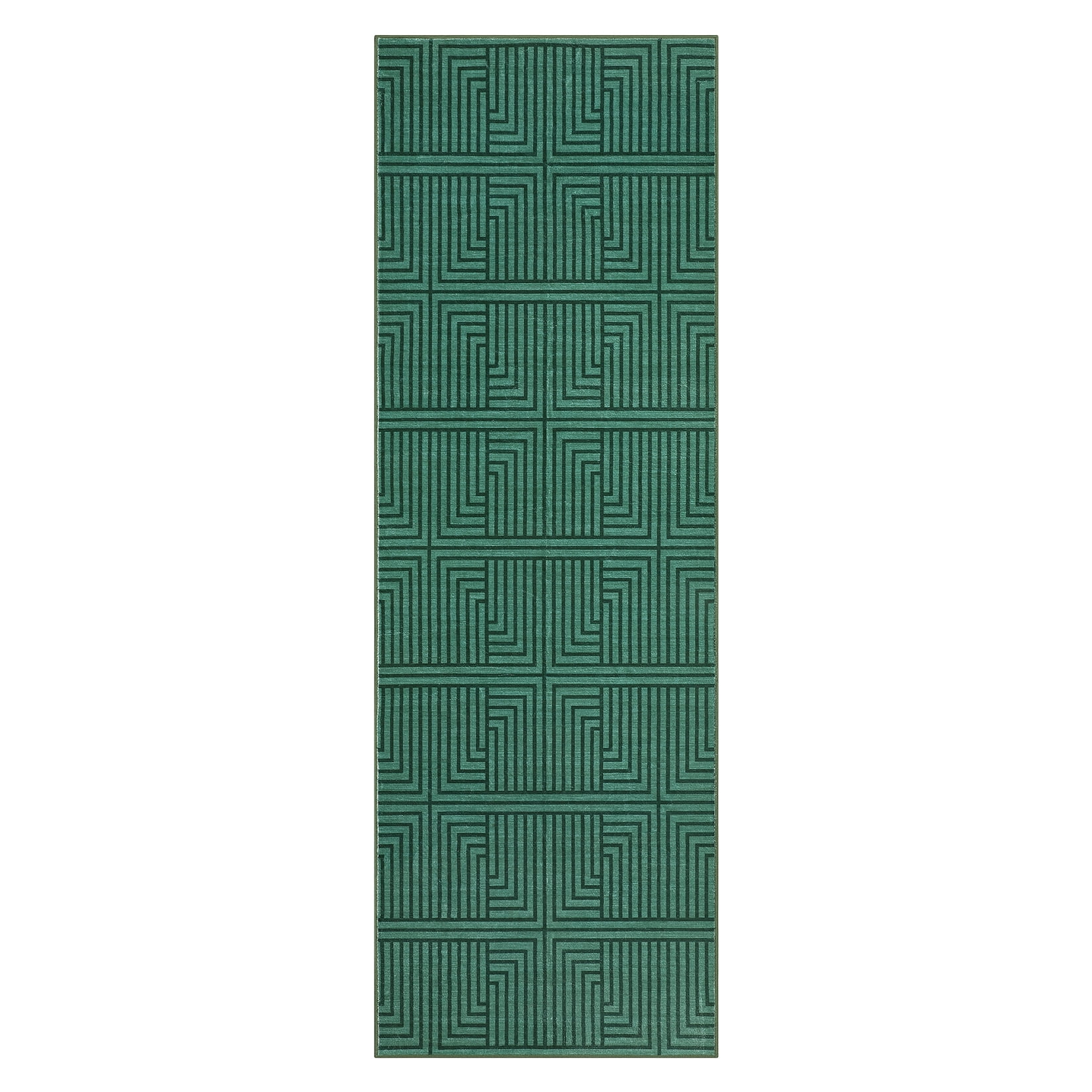 Modern Outdoor Rug 2x6FT - Green Waterproof Patio Carpet, Modern Area Rugs