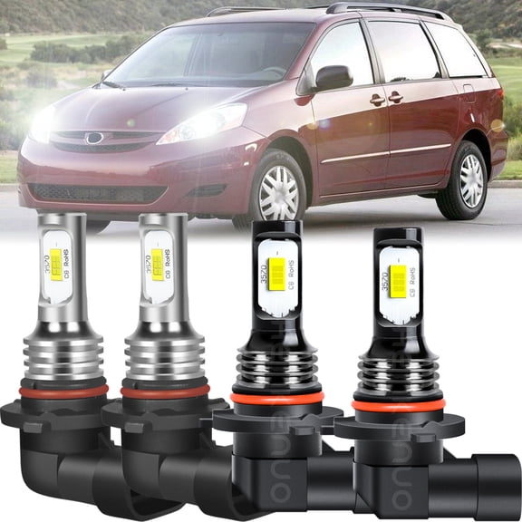 For Toyota Sienna 2006-2009 Front LED Headlight Bulbs 9005 9006 High/Low Beam