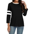 thumbnail image 4 of SEAOPEN Womens Plus Size Tops Patchwork 3/4 Sleeve T Shirts for Women Raglan Sleeve Baseball Tees Dressy Casual Crew Neck Blouses Black,XXL, 4 of 6