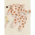 thumbnail image 4 of Musuos Toddler Boy Girl Halloween Outfit 0-3 Years Pumpkin Print Long Sleeve Sweatshirt with Elastic Waist Pants Set, 4 of 9