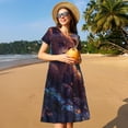 thumbnail image 4 of Balery Lazy Stone Bear Vestidos sueltos de manga corta para mujer, vestidos de verano 2025, vestidos casuales de corte A con vuelo., 4 of 6