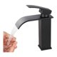 thumbnail image 4 of Mezclador monomando para lavabo en cascada, montaje en cubierta para grifo de baño de níquel cepillado, mezclador en cascada con control de temperatura del agua y flujo sin esfuerzo, diseño moderno, 4 of 5