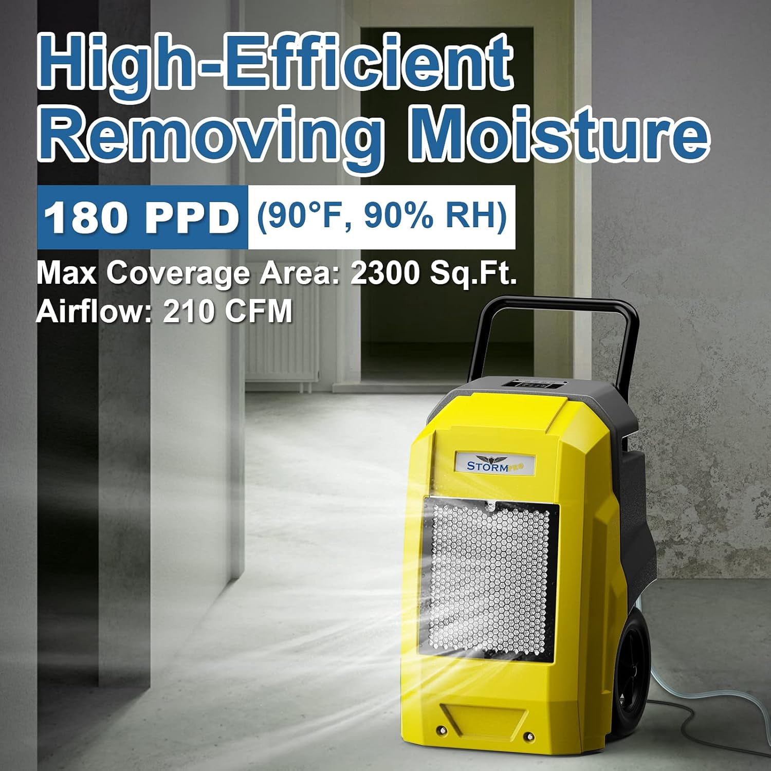 ALORAIR 180 Pints Commercial dehumidifiers with Pump Drain Hose, Smart Wi-Fi Dehumidifier for Large Basement, Industrial or Commercial Space, Smart Wi-Fi, 5 Years Limited Warranty