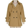 thumbnail image 4 of YFNNUP Women's Plus Size Trench Coat Lapel Double Breasted Windbreaker Jacket Solid Casual Cropped Overcoat, 4 of 7
