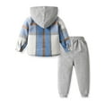 thumbnail image 3 of WIBACKER Boys Casual Sets Toddler Plaid Outfits Flannel Hooded Shirts + Sweatpants Kids Spring Fall Clothes Set, 3 of 6