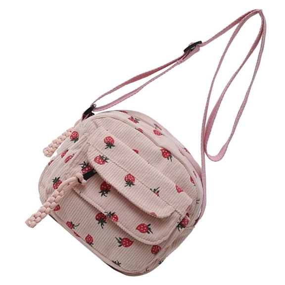 Giaone Chic Small Corduroy Crossbody Bag for Women Strawberry Pattern Shoulder Purse