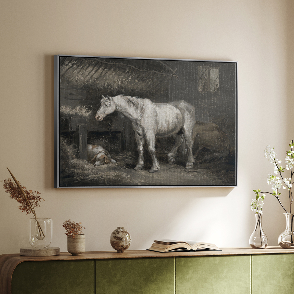 Vintage Animal Print-XLII By Wexford Home Framed in Silver Wood Gallery Wrapped Canvas 17 in. x 25 in.