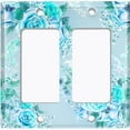 thumbnail image 6 of Metal Light Switch Plate Outlet Cover Teal Rose Flower Wallpaper ROS047, 6 of 13