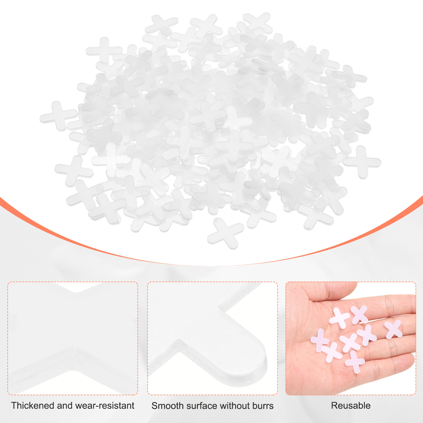 Uxcell 3/16" 5 mm Tile Spacers 1500Pcs Plastic Hexagonal Tile Spacers Spacing Leveling Laying Tools White