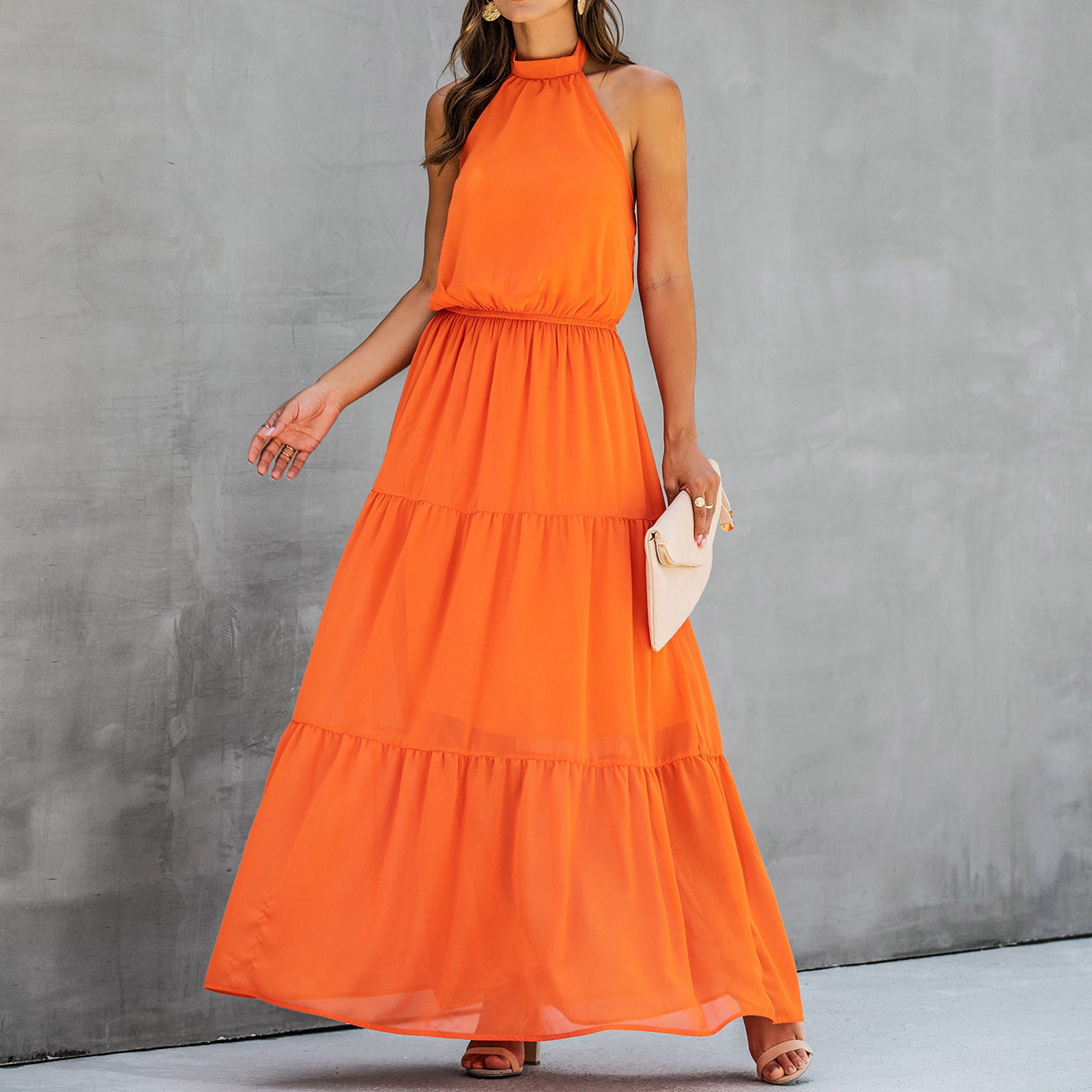 casual orange summer dress