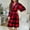Red, variant on QUNYINEY Red Women Robe Plaid Long Flannel Bathrobe Sleepwear Long Sleeve V Neck Heavyweight Warm with Pocket Belt Loungewear
