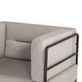 thumbnail image 2 of Benzara Fabric Upholstered Lounge Chair with Tubular Metal Frame, Gray and Black, 2 of 5