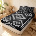 thumbnail image 3 of Erosebridal Boho Aztec Zipper Twin Comforter Sets with Fitted Sheet and 2 Pillowcases, Vintage Rhombus Zipper Bedding Set, Black Gray White, Black Reversible, 3 of 7