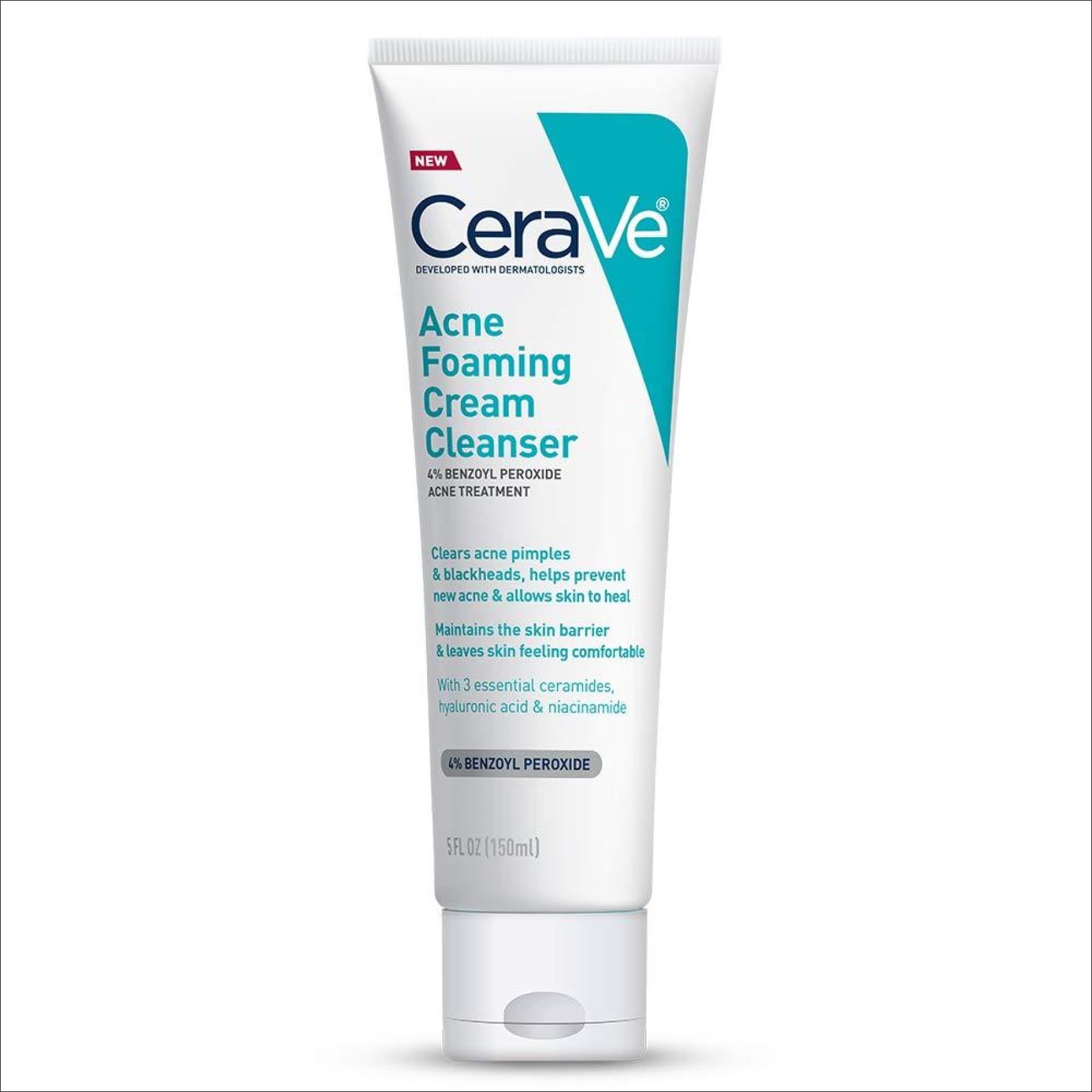 CeraVe Acne Foaming Cream Cleanser | Acne Treatment Face Wash with 4%