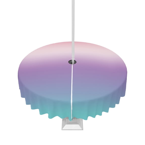 Boanket Outdoor Tablecloth with Umbrella Hole for Patio/Picnic/Party/Camping, Coloredd Rainbow, Waterproof Table Cloth Round Cover Washable, Ombre Purple Pink Teal Color Art Dia 60"