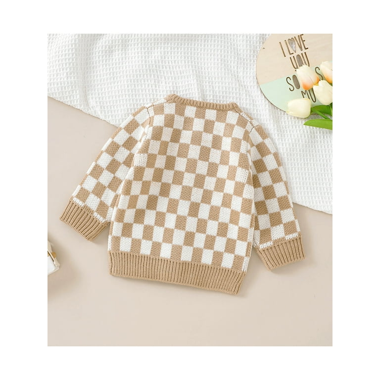 Meihuida Infant Baby Checkerboard Pattern Sweater