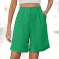 thumbnail image 2 of Audhol Dress Shorts Women High Waisted Trouser Shorts Casual 2026 Summer Elastic Waist Casual Shorts Beach Vacation Clothes Knee Length Shorts Women Green S, 2 of 3