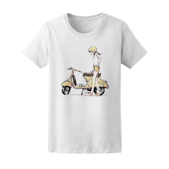 Girl With Her Classic Scooter Tee Women's -Image by Shutterstock