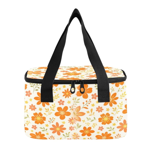 6L Insulated Lunch Bag Square Handheld Cooler Tote Fresh Floral Spring Pattern Reusable Thermal Bag with Polyester & Aluminum Lining for Work Picnic Travel